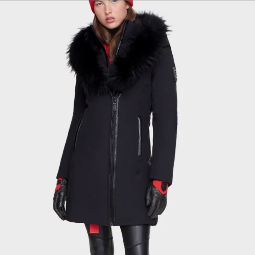 Rudsak premium goose down jacket in Olive Green with black fur